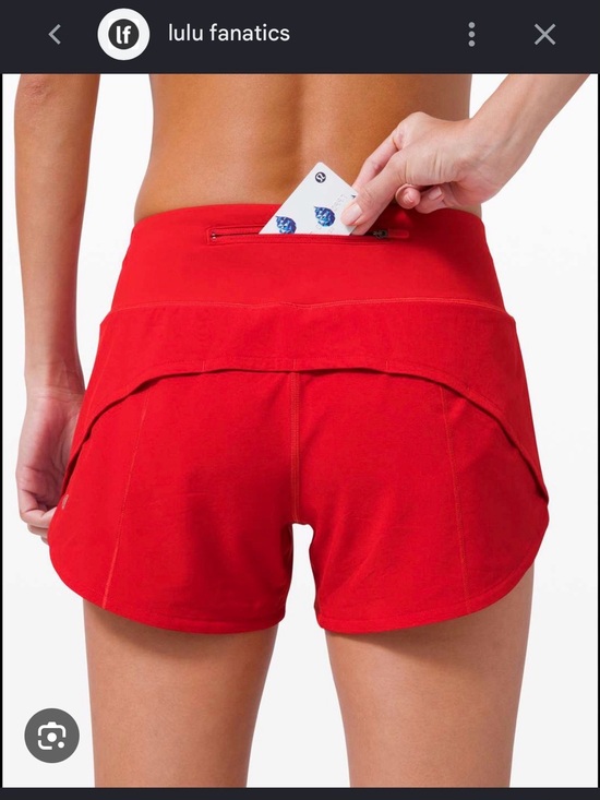 lululemon athletica Pants - lululemon athletica Women’s Red Speed Up Shorts with Back Zip Pocket